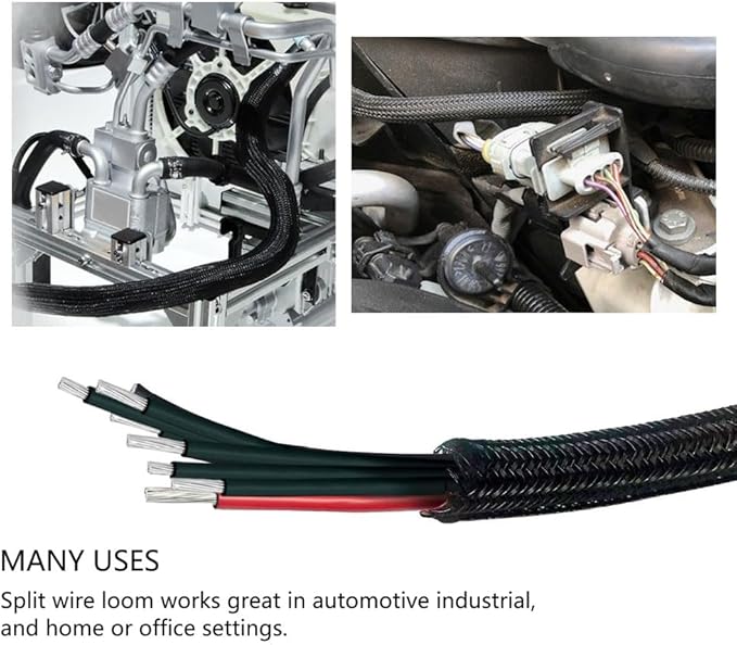 1/2" x100ft Cable Sleeve Organizer - Zippered Wire Cover for TV Computer Home Office, Flexible Cord Hider, Black