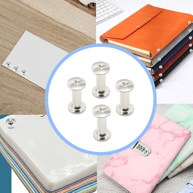 100Pcs/50Set Chicago Screws M5x15mm Book Binding Rivets Screw Posts Round Flat Head Stud Screw for DIY Leather Albums (DZBD/M5x15)