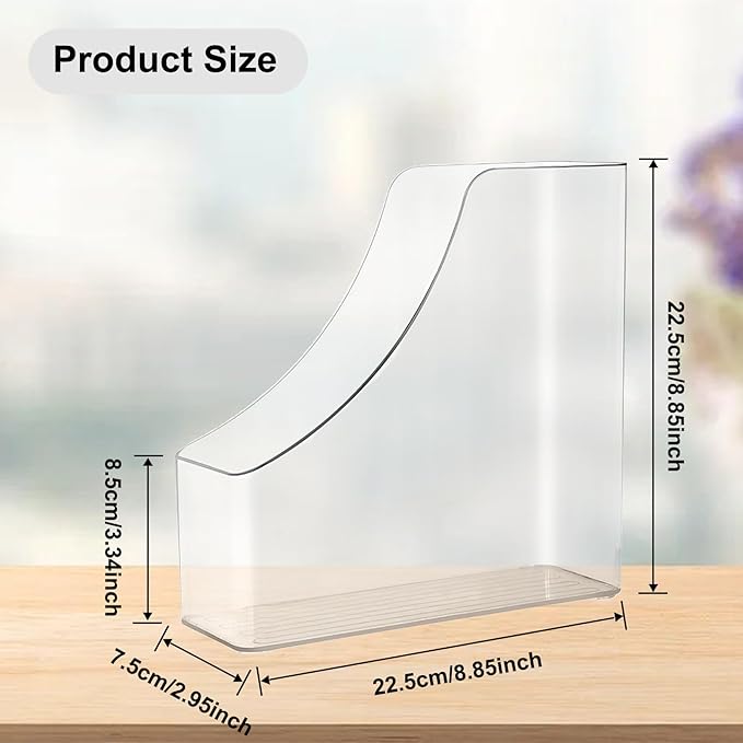 Vertical File Holder Clear PET Desk Organizer and Storage Bins Holding for Magazines Binders Notebooks Envelopes File Organizer for Desk Multi-purpose Plastic Document Organizer Work Desktops