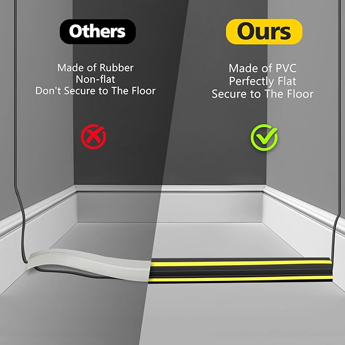 10 ft Floor Cable Cover Protector, Heavy Duty PVC Duct Easy to Unroll, Prevent Trip Hazard for Home Office or Outdoor Settings