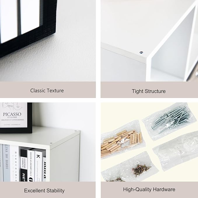 Wooden 6 Cube Storage Organizer with Closed Back Panel,White Cube Shelf Cubby Storage Organizers with Compartments for Living,Bookshelf,Organizers Easy to Install (White, 6 Cube)