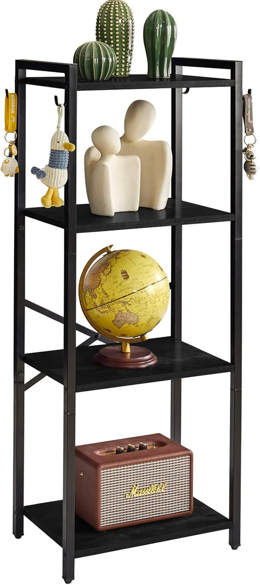 YMYNY Bookcase, 4-Tier Narrow Ladder Bookshelf, Freestanding Shelving Unit, Multifunctional Storage Rack, for Home Office Living Room Bedroom Kitchen, Plant Stand, Black, 44 * 16.9 * 11.4" UHBC004B