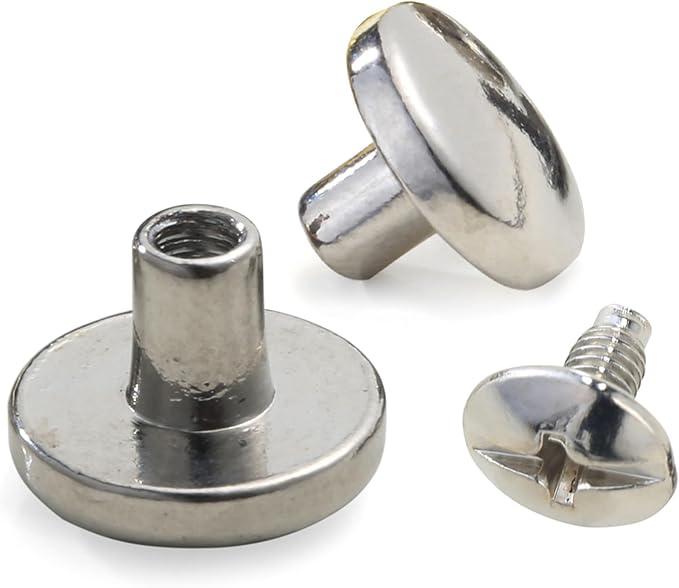 YORANYO 30Sets Chicago Screws Leather Rivets Screw Rivets Metal Studs for Clothing Chicago Binding Screws Spike and Studs for Decorate Repair Shoes Belts Bags Purse Dog Collars Leather Craft (Silver)