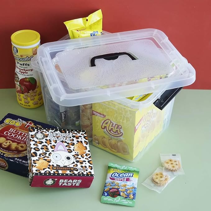 10 L Clear Plastic Latching Box, Plastic Storage Bin with Lids, 4-Pack