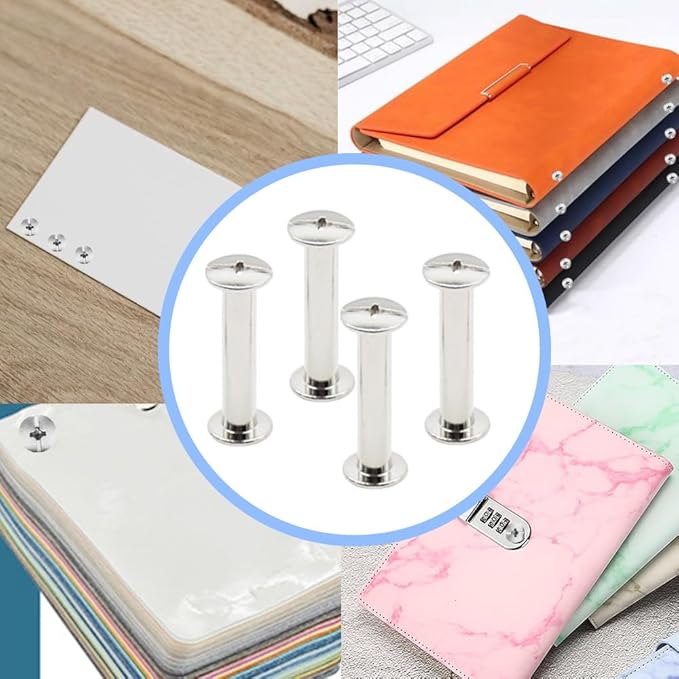 100Pcs/50Set Chicago Screws M5x25mm Book Binding Rivets Screw Posts Round Flat Head Stud Screw for DIY Leather Albums (DZBD/M5x25)