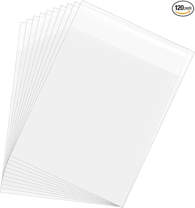 uxcell 7.1"x 5.1" Acid-Free Picture Sleeve, 120 Pack Crystal Clear Photo Sleeves Storage Bags Transparent Sealing Bag for 5.1"x 5.9" Art Prints, Pictures, Photos, Frame Mats Mattes