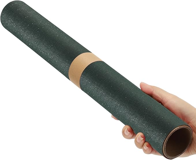 Wooqu Book Cloth, Fabric Surface and Paper Backed, Easy to Use, Strong, 17x29”, for Book Binding, Glitter Forest Green