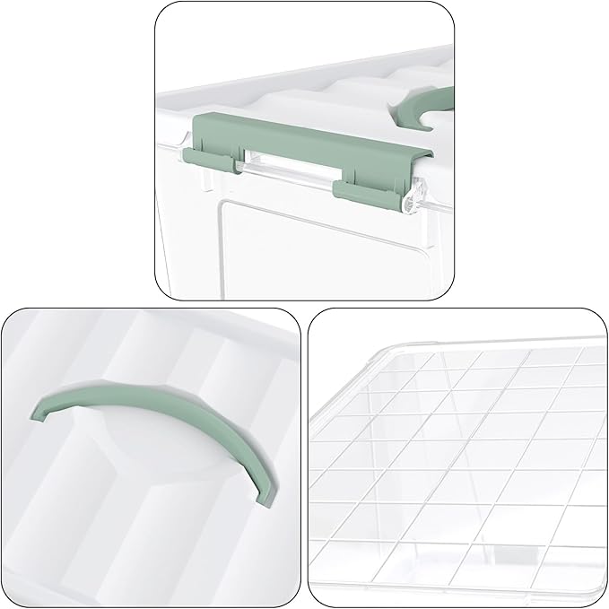 14 Qt Latching Storage Box, Multipurpose Stackable Storage Container Tote for Home or Office Organization, Clear (8 Pack)