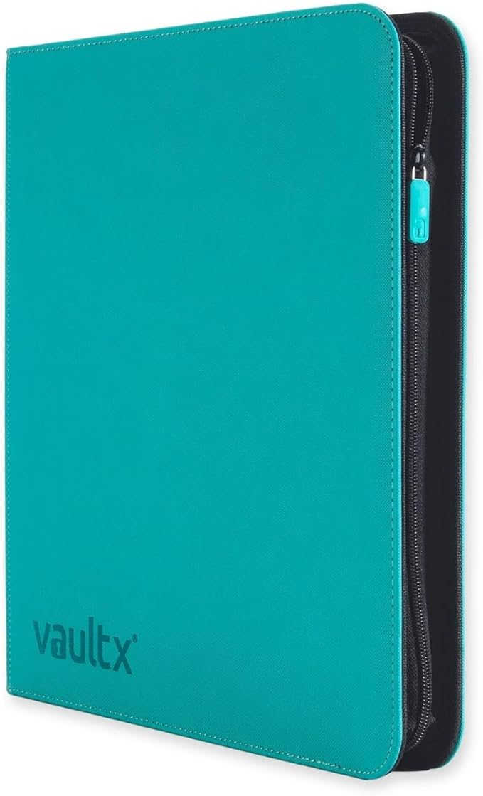 Vault X 12 Pocket Trading Card Zip Binder - 480 cards, Premium Exo-Tec Album Material, 20 Side-Loading Pages, Folder for Collectible Card Games, Sports, TCG (Teal)