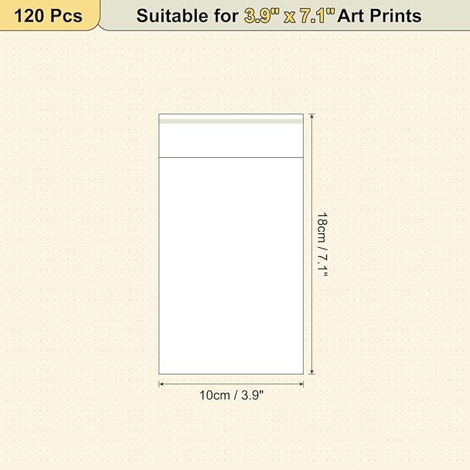 uxcell 7.1"x 3.9" Acid-Free Picture Sleeve, 120 Pack Crystal Clear Photo Sleeves Storage Bags Transparent Sealing Bag for 3.9"x 5.9" Art Prints, Pictures, Photos, Frame Mats Mattes