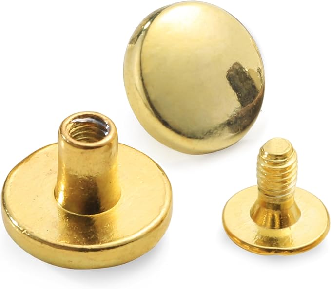 YORANYO 30Sets Chicago Screws Leather Rivets Screw Rivets Metal Studs for Clothing Chicago Binding Screws Spike and Studs for Decorate Repair Shoes Belts Bags Purse Dog Collars Leather Craft (Gold)