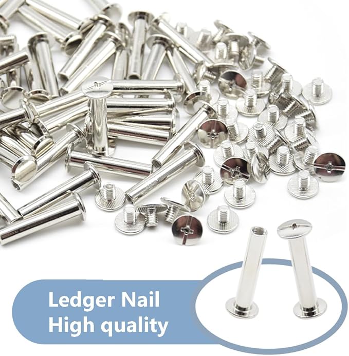 100Pcs/50Set Chicago Screws M5x25mm Book Binding Rivets Screw Posts Round Flat Head Stud Screw for DIY Leather Albums (DZBD/M5x25)