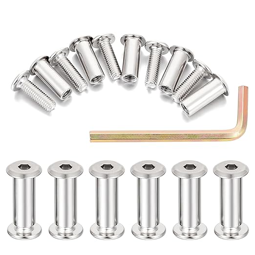 200 Pcs Silver M6x20mm Furniture Bolts - Rust-Resistant Carbon Steel Set Perfect for Kitchen Cabinets Drawers and Leather Accessories