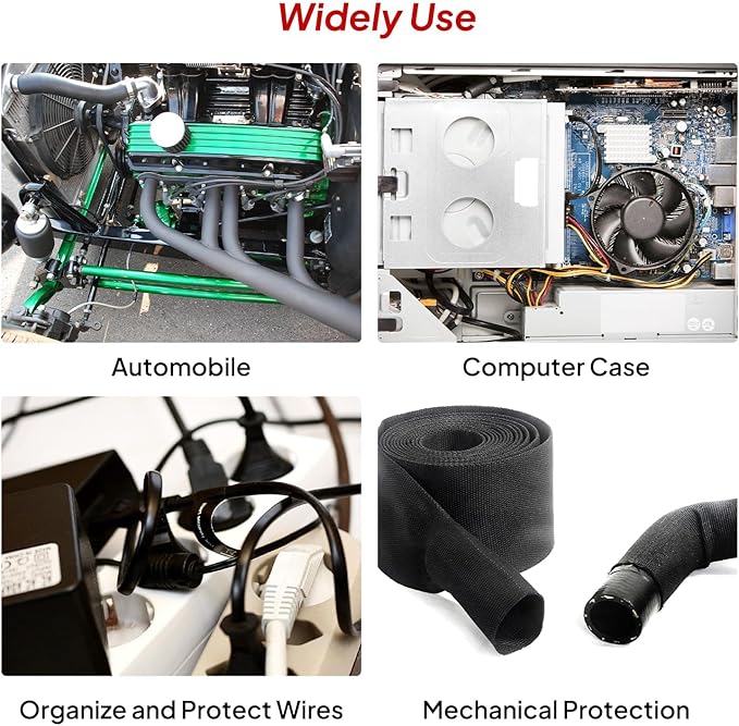 1" - 18 feet Braided Cable Management Sleeve 2 in 1 Heat Shrink Fabric Tube Wrap Organizer Cover Cable/Wire/Harness/Hose Sleeving