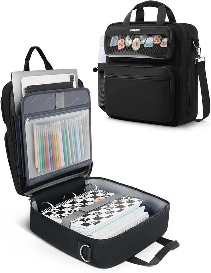 Zipper Binder 3 Ring with Ita Window, 3 Inch Binder with Zipper D-Ring Fits 14 in Laptop, 3-in-1 Shoulder/Backpack/Handle 600 Sheets Capacity for School & Office – Black