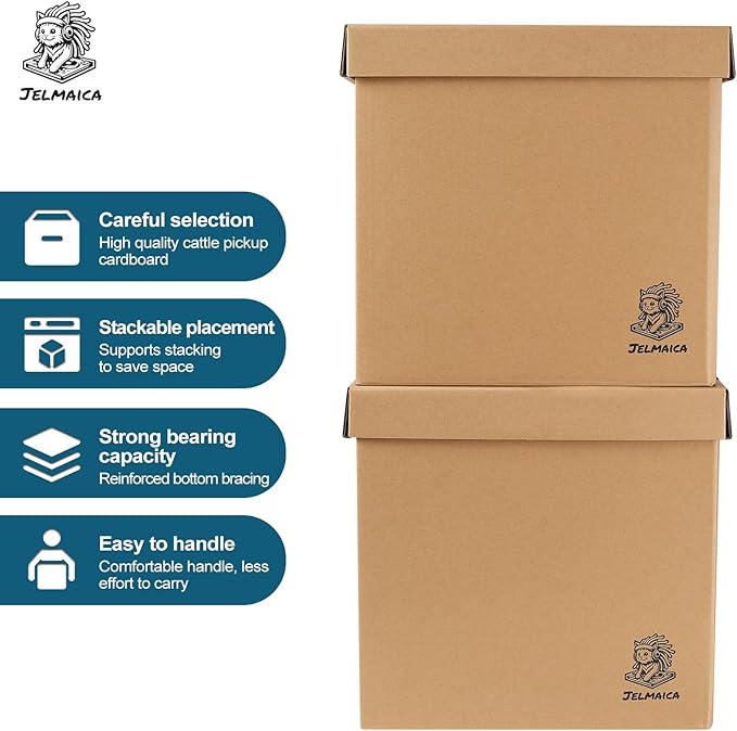 12" Vinyl Record Storage and Moving Box - Sturdy Cardboard with Removable Lid - Holds up to 60 Records or Laser Discs - Set of 2 Boxes (2) (2)