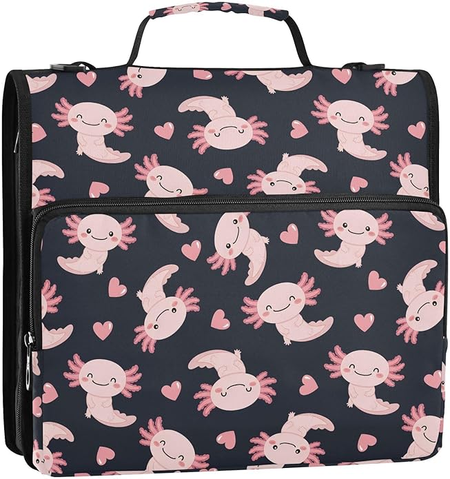 Zipper Binder Bag 3 Ring File Folder Portfolio Organizer Zippered Binder Bags with Strap Fits Laptop Women Men