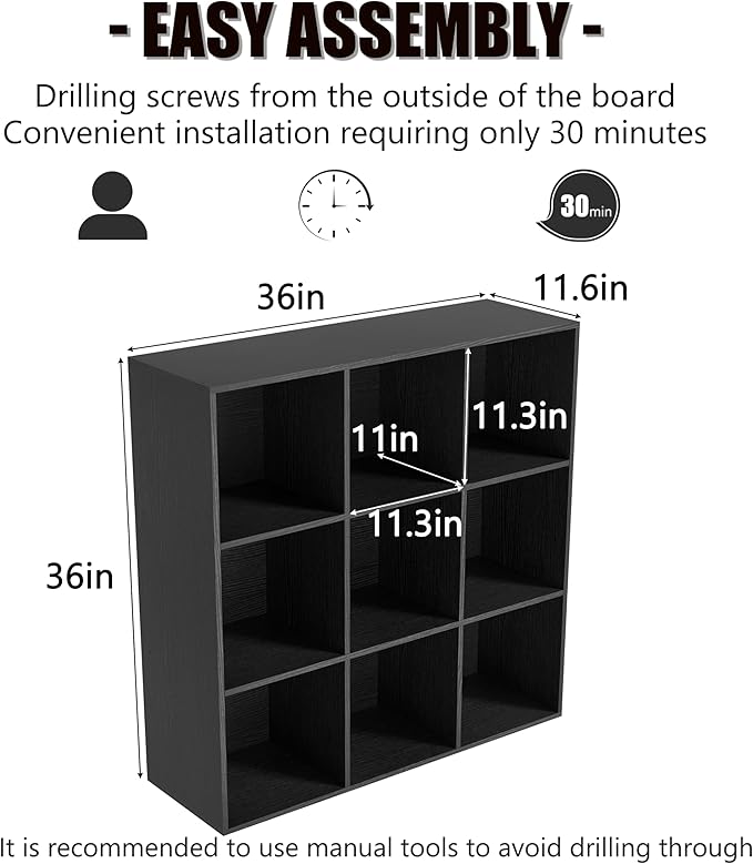 Wooden 9 Cube Storage Organizer with Closed Back Panel,White Cube Shelf Cubby Storage Organizers with Compartments for Living