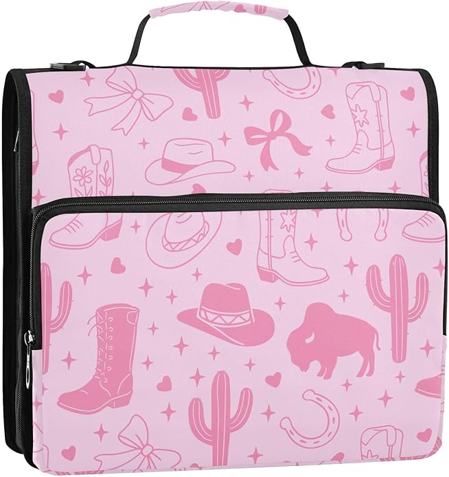 Zipper Binder Bag 3 Ring File Folder Portfolio Organizer Zippered Binder Bags with Strap Fits Laptop Women Men