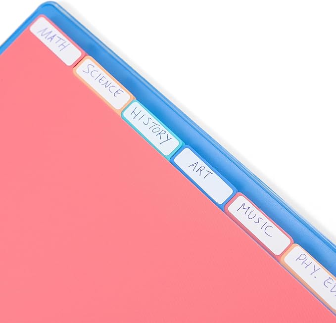 Yoobi .5 Inch Multicolor Binder & 8-Tab Divider Set, 4-Pack of 3-Ring Binders with 2 Pockets, 4-Pack of Binder Organizer Tabs w/Blank Sticky Labels, Perfect for School, Home or Office, 1/2 Inch