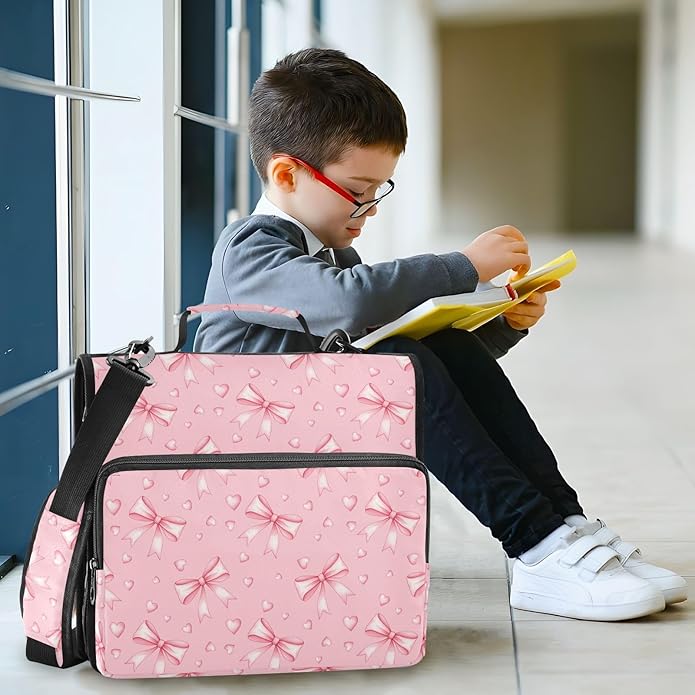 Zipper Binder Bag 3 Ring File Folder Portfolio Organizer Zippered Binder Bags with Strap Fits Laptop Women Men