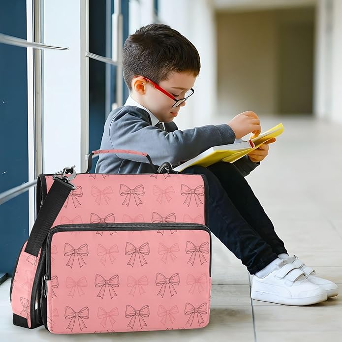 Zipper Binder Bag 3 Ring File Folder Portfolio Organizer Zippered Binder Bags with Strap Fits Laptop Women Men