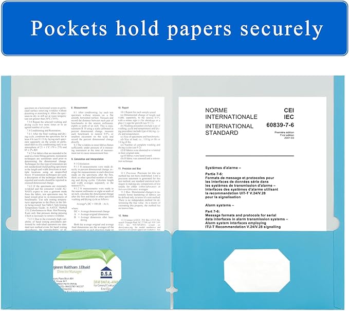 Zzrywuty File Folders with Pockets Letter Size, 25-Pack Paper Folders with Card Slot, Two Pocket Folders for School Students, Businessmen, Home and Office Workers（Light Blue）