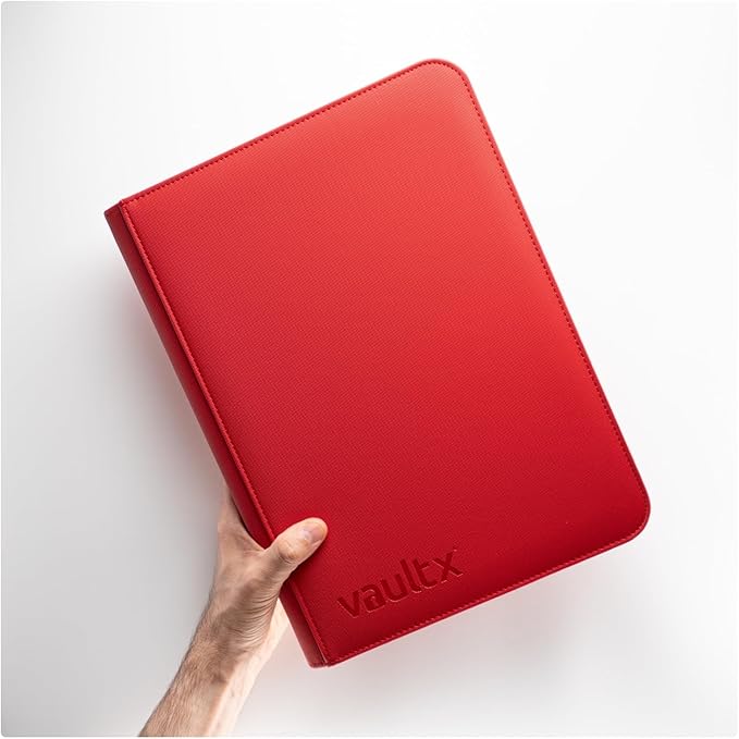 Vault X 9 Pocket Trading Card Zip Binder, 360 Cards, Premium Exo-Tec Album Material, 20 Side-Loading Pages, Folder for Collectible Games, Sports, TCG (Red)