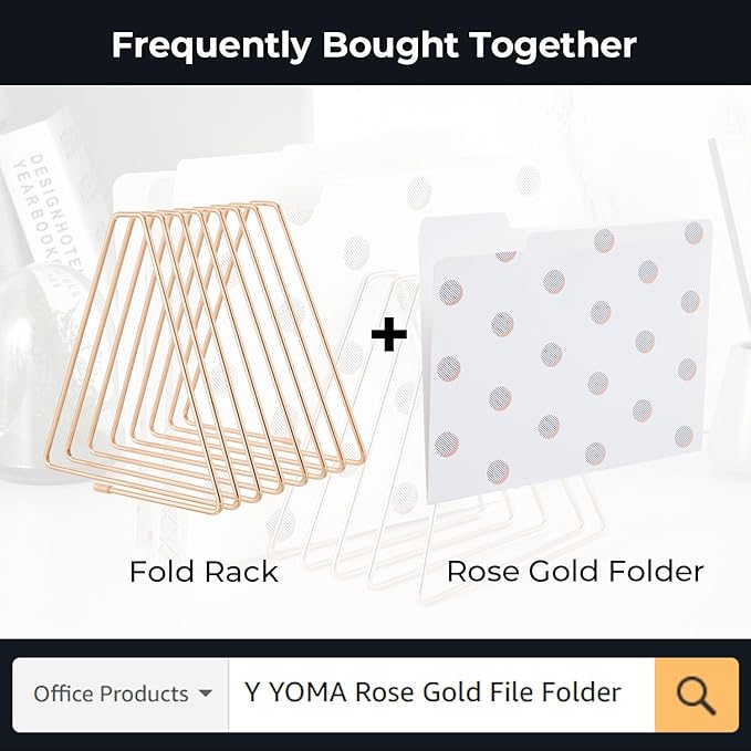 Y YOMA 1 Pack Rose Gold File Folder Racks Triangle Magazine Holder Metal File Organizer for Desk Decorative File Sorter Display Rack for Office Home, 7 Compartments