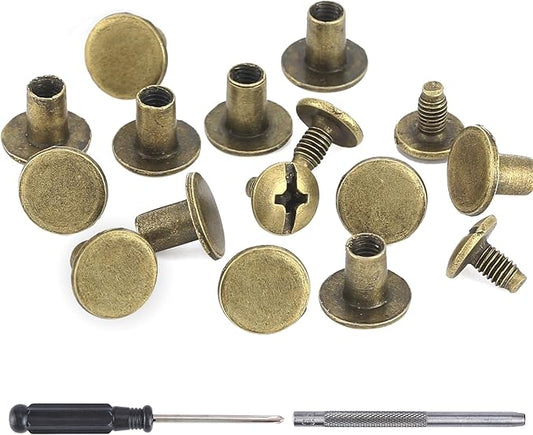YORANYO 150 Sets 8MM Chicago Screws Leather Rivets for Fabric Chicago Binding Screws Buttons Metal Studs Rivets for Decorate and Repair Belts Bags Shoes Purse Dog Collar Leather Craft (Bronze)
