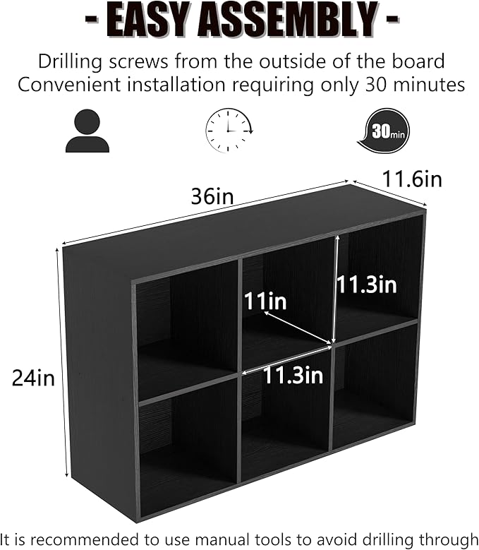 Wooden 6 Cube Storage Organizer with Closed Back Panel,White Cube Shelf Cubby Storage Organizers with Compartments for Living
