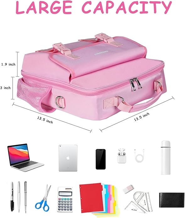 Zipper Binder 3 Ring, 500 Sheets Capacity, 2 Inch Binder with Shoulder Strap Fits for 14 Inch Laptop School and Office