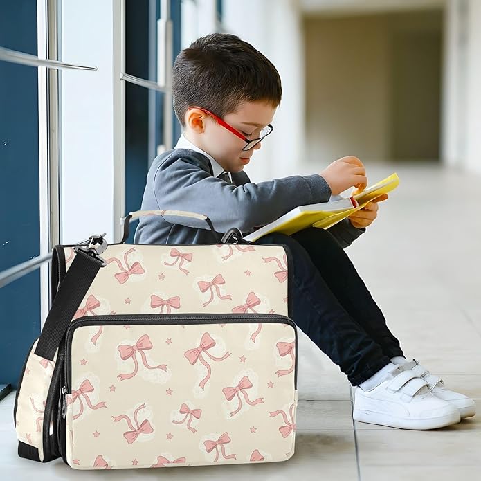 Zipper Binder Bag 3 Ring File Folder Portfolio Organizer Zippered Binder Bags with Strap Fits Laptop Women Men