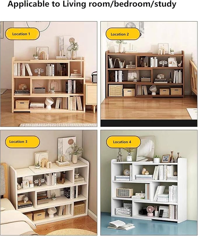 4-Tier Expandable Bookshelf with Adjustable Width, MDF Bookcase for Corner or Small Space, Storage Organizer for Living Room, Bedroom or Home Office, Oak