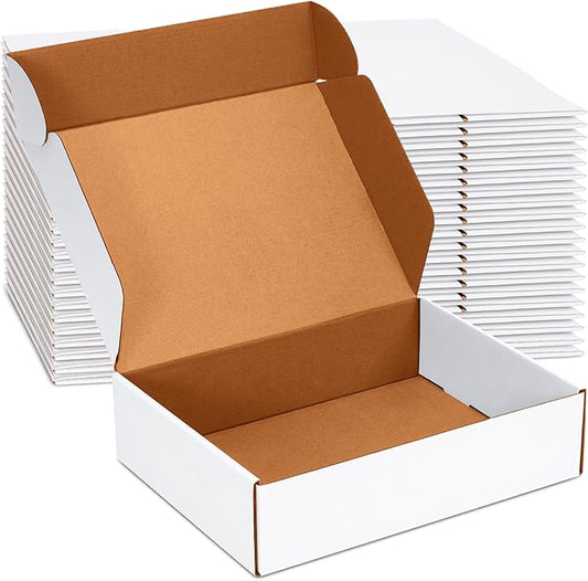 12x9x3 inch Shipping Boxes Set of 20, White Corrugated Cardboard Box Literature Mailer for Mailing Packing Moving and Storage