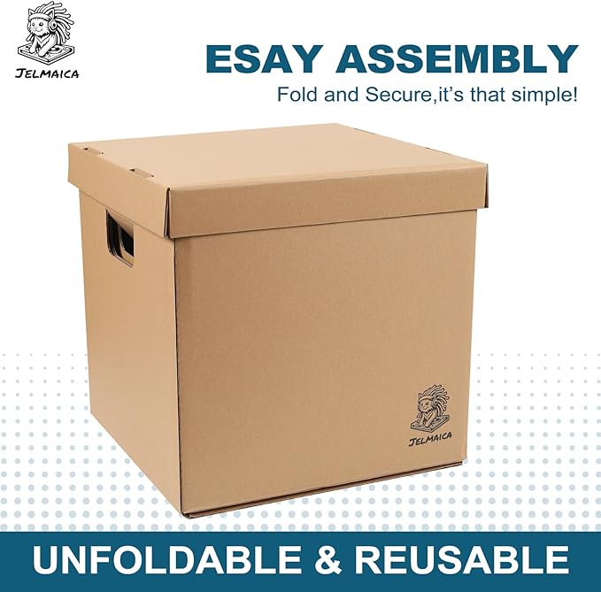 12" Vinyl Record Storage and Moving Box - Sturdy Cardboard with Removable Lid - Holds up to 60 Records or Laser Discs - Set of 2 Boxes (2) (2)