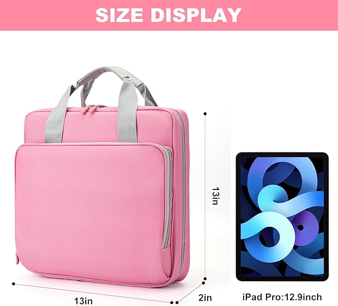 zipper binder with shoulder strap,3 Ring 2 inch Binder with Zipper, office binder organizer,500 Sheet Capacity (PINK)