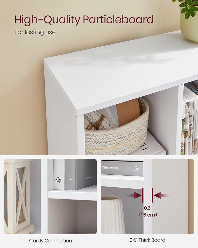 VASAGLE Set of 2 Bookcases, Bookshelves, 7 Compartments, Freestanding Shelves and Cube Organizers, Display Shelves for Small Spaces, for Living Room, Bedroom, and Home Office, Cloud White ULBC27WT-2