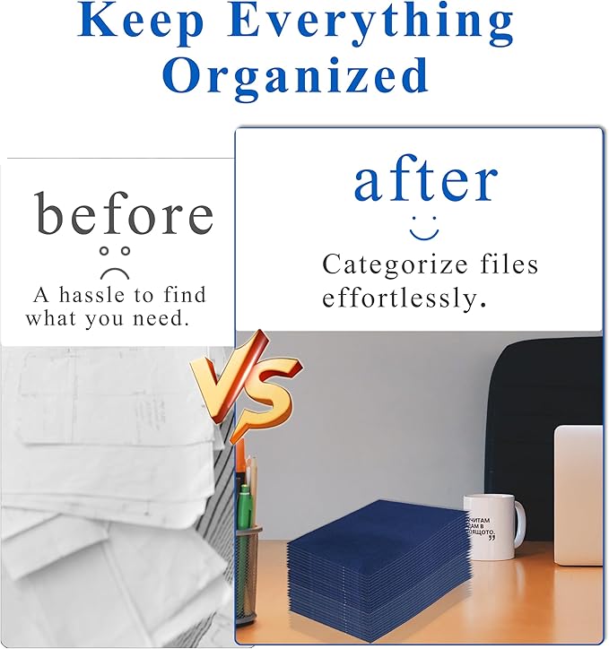 Zzrywuty File Folders with Pockets Letter Size, 50-Pack Paper Folders with Card Slot, Two Pocket Folders for School Students, Businessmen, Home and Office Workers（Old Blue）