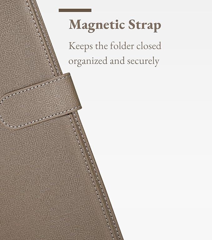 Zreal Padfolio Portfolio for Women and Men, Faux Leather Clipboard Folder with Document Organizer, Business Card & Pen Holder, Fits A4 Letter Size Legal pad for Work, Office & Conference (Taupe)