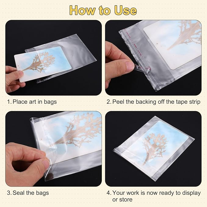 uxcell 7.9"x 4.3" Acid-Free Picture Sleeve, 120 Pack Crystal Clear Photo Sleeves Storage Bags Transparent Sealing Bag for 4.3"x 6.7" Art Prints, Pictures, Photos, Frame Mats Mattes