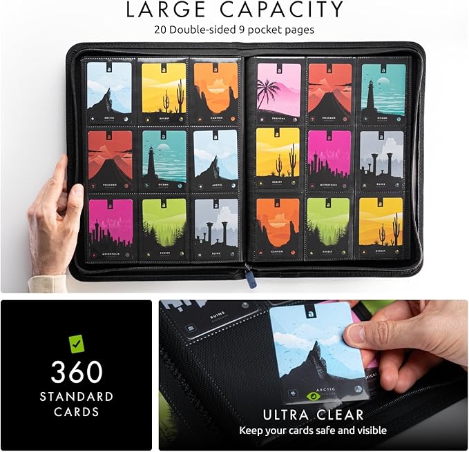 Vault X 9 Pocket Trading Card Zip Binder, 360 Cards, Premium Exo-Tec Album Material, 20 Side-Loading Pages, Folder for Collectible Games, Sports, TCG (Blue)