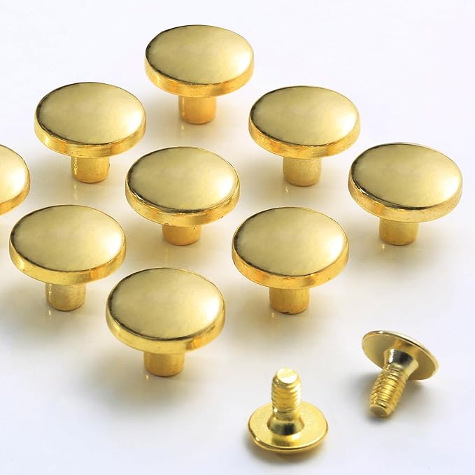 YORANYO 30Sets Chicago Screws Leather Rivets Screw Rivets Metal Studs for Clothing Chicago Binding Screws Spike and Studs for Decorate Repair Shoes Belts Bags Purse Dog Collars Leather Craft (Gold)