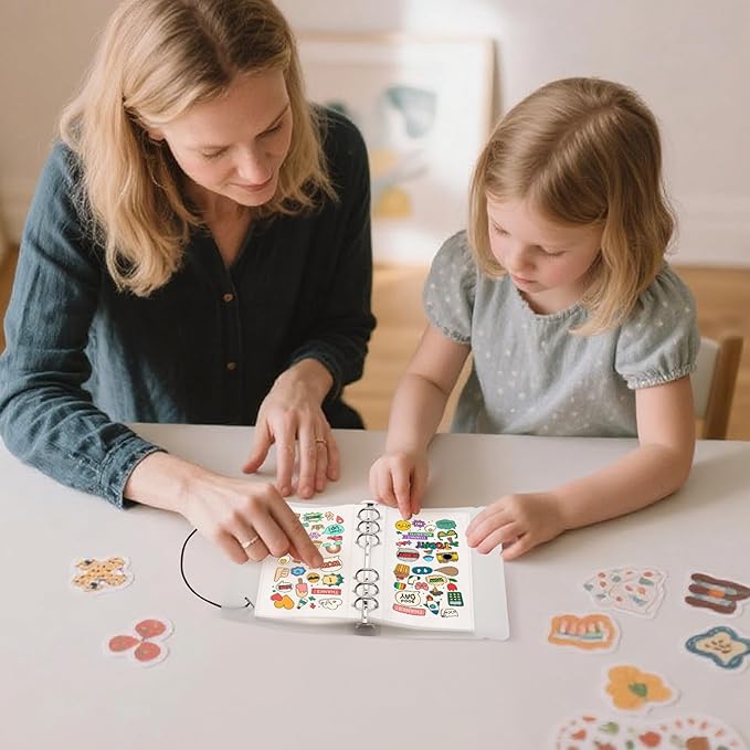 10 Sheets Multi-Compartment Clear Sticker Book Sleeves Pockets, Sticker Organizer Album Inserts for 6 Ring A6 Binder, for Organize Binder Stickers, Photos, Tickets, Cards, Cash, 3 Pocket