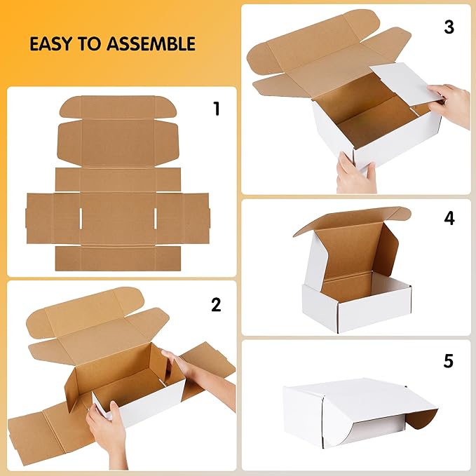 12x9x3 inch Shipping Boxes Set of 20, White Corrugated Cardboard Box Literature Mailer for Mailing Packing Moving and Storage