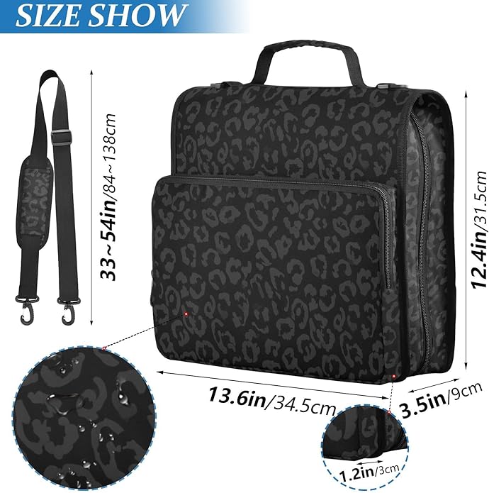 Zipper Binder Bag 3 Ring File Folder Portfolio Organizer Zippered Binder Bags with Strap Fits Laptop Women Men