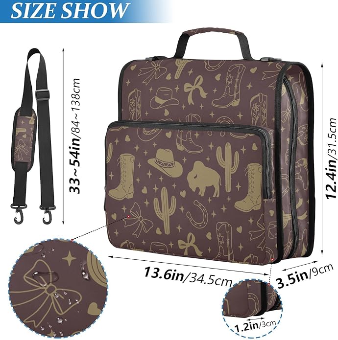 Zipper Binder Bag 3 Ring File Folder Portfolio Organizer Zippered Binder Bags with Strap Fits Laptop Women Men