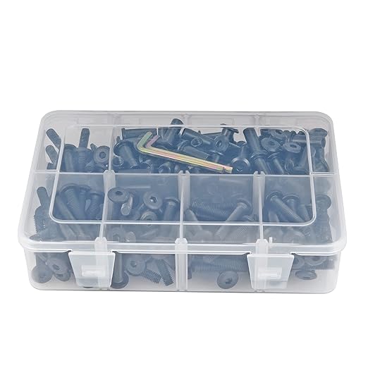 100 Sets M6 Hex Drive Metric Set Screws Assortment Kit - Black Alloy Steel Nut and Bolt Organizer for Pocket Knife Screws Repair Kit, Machine Screw Assortment Kit (M6 Set)