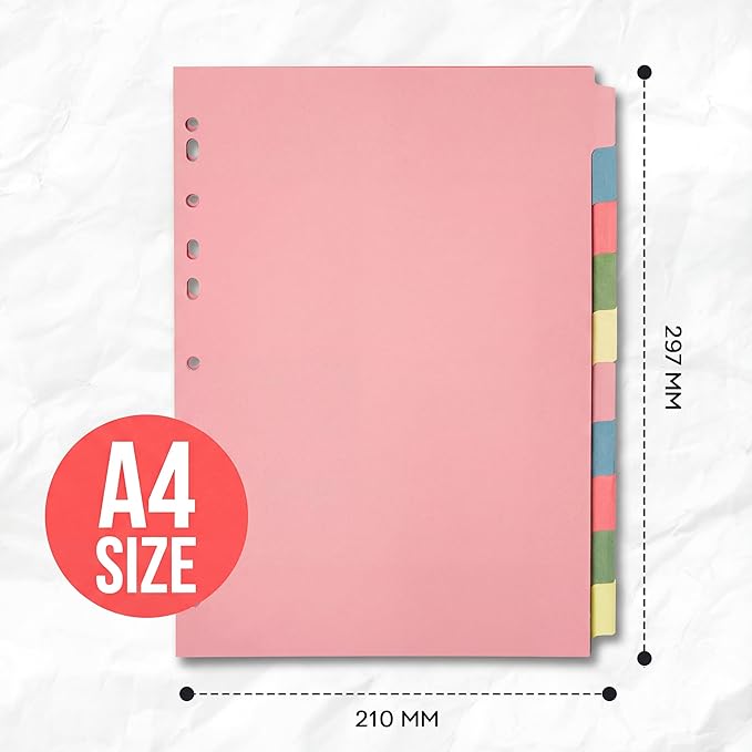 [25 Pack] Binder Dividers with Tabs A4 10 Part - DIviders for 3 Ring Binder, Perfect for Organizing Pages in 3 Ring Binder Dividers with tabs, Each Set Includes Tab Dividers - The Paper Shop (25)