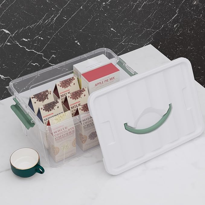 14 Qt Latching Storage Box, Multipurpose Stackable Storage Container Tote for Home or Office Organization, Clear (8 Pack)